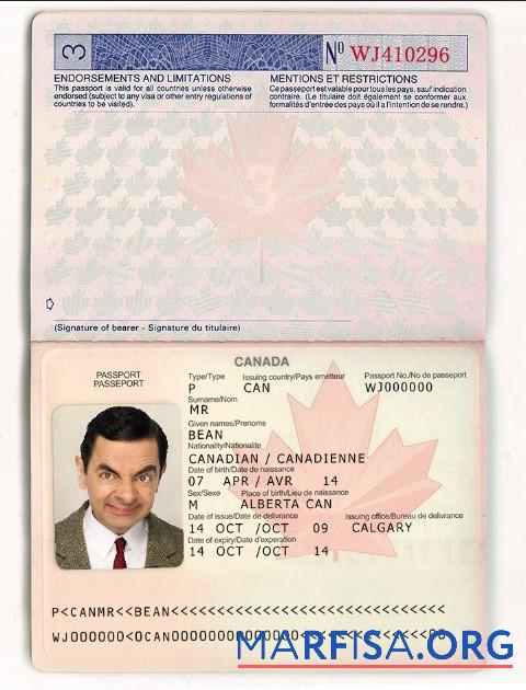 Blank Canada passport (2002 2010) template